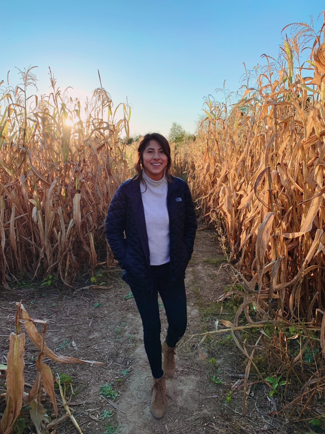 Marcela in a cornfield near Huntsville. 