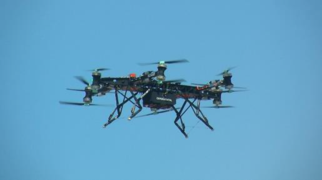An image of the Cargo Air Vehicle in flight. 