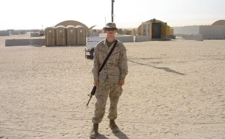 Derek in military uniform in Kuwait