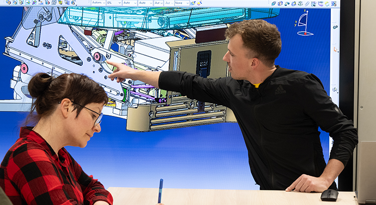 Two employees working