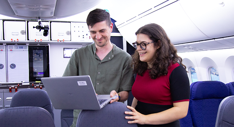 Two employees working