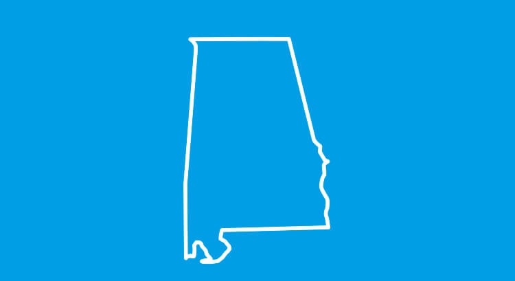 graphic depicting the US state of Alabama
