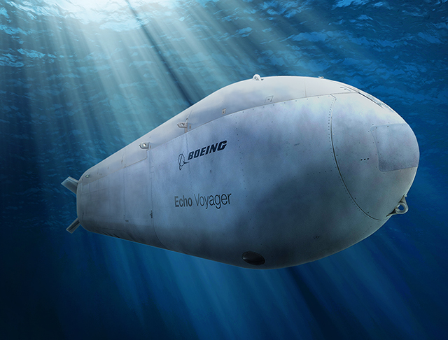 a Boeing submarine traveling underwater