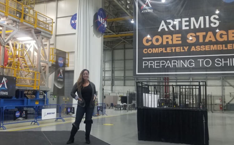 Kristine at the first NASA SLS core stage