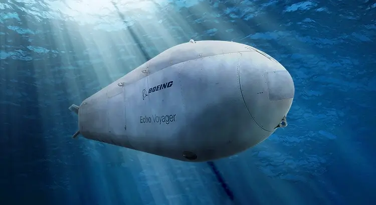 Boeing submarine traveling underwater
