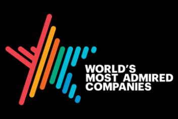Foto de un tratamiento gráfico estrella en colores brillantes que dicen las empresas más admiradas del mundo