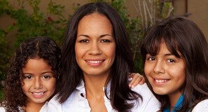 woman and 2 children