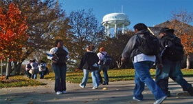 Students walking on campus