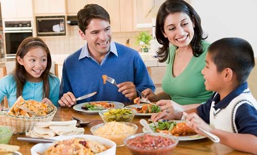 Family eating meal