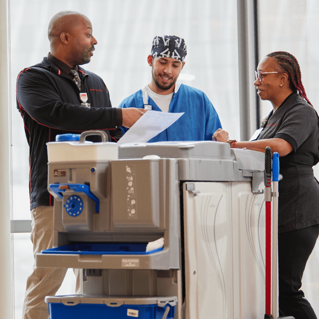 three hospital workers