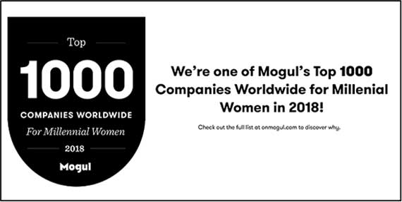 Moguls Top 1000 Company Worldwide for Women award