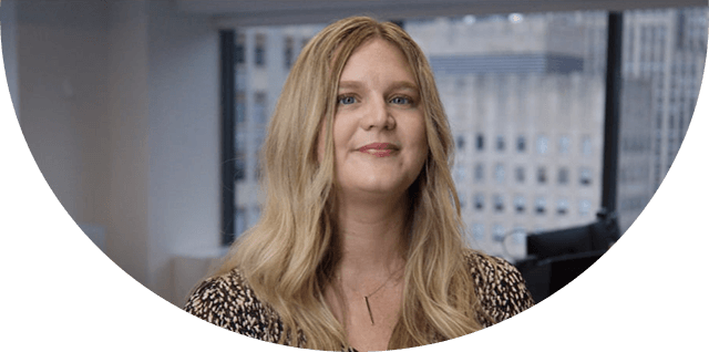 Image of blonde woman in office setting