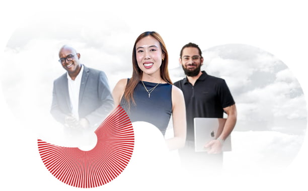 A collage of employees smiling