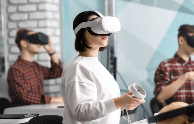 Woman using a VR headset