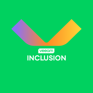 Veeam Inclusion logo with gradient V on green background