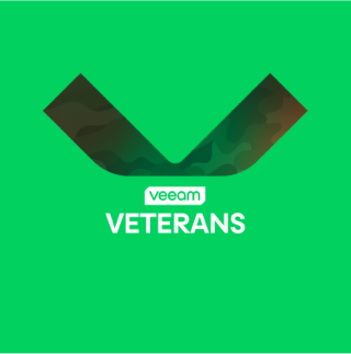 Veeam Veterans logo with camo V on green background