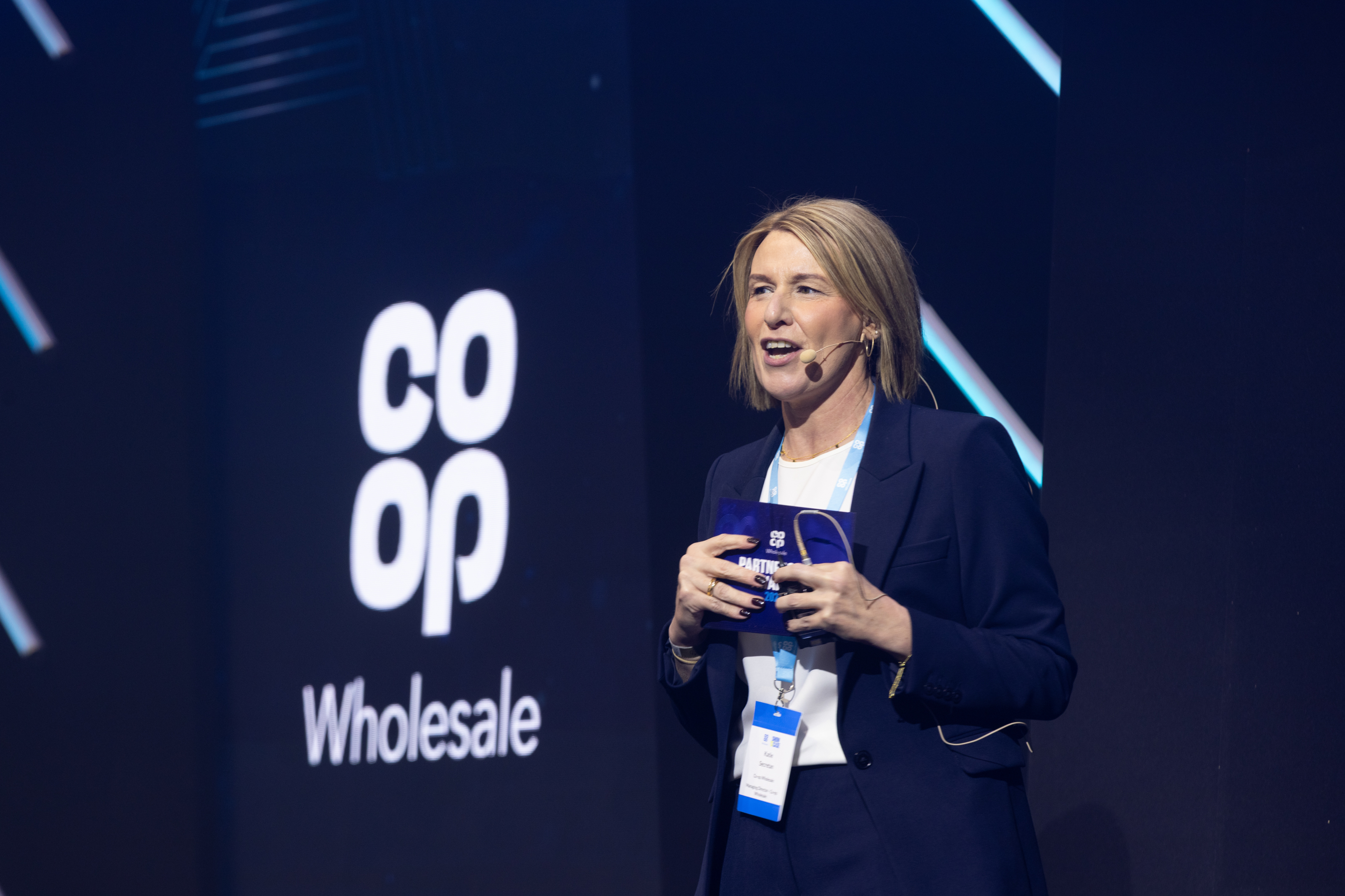 Managing Director of Co-op Wholesale delivering a talk at an event
