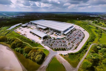 Aerial view of a large Co-op distribution center