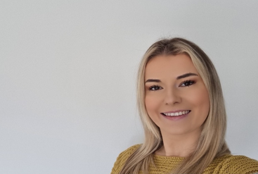 Solicitor Jessica working in her office space.