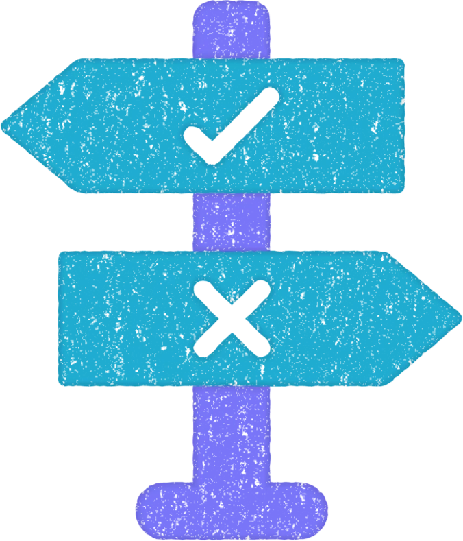 illustration of two signs pointing in opposite directions