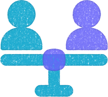 Illustration of two figures on a balance scale, symbolizing the concept of the Ethnicity Pay Gap