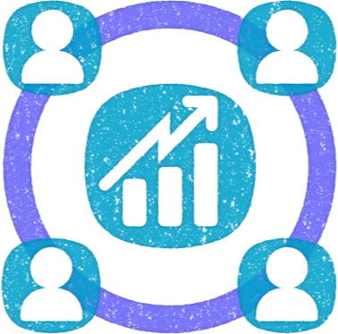 Illustration of four human icons in a circle around a central icon with an upward graph, symbolizing the Socio-Economic Pay Gap.