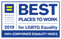 Human Rights Campaign 2019 Best Places to work for LGBTQ equality 100% corporate quality index