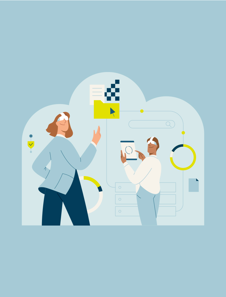 Illustration of associates working together