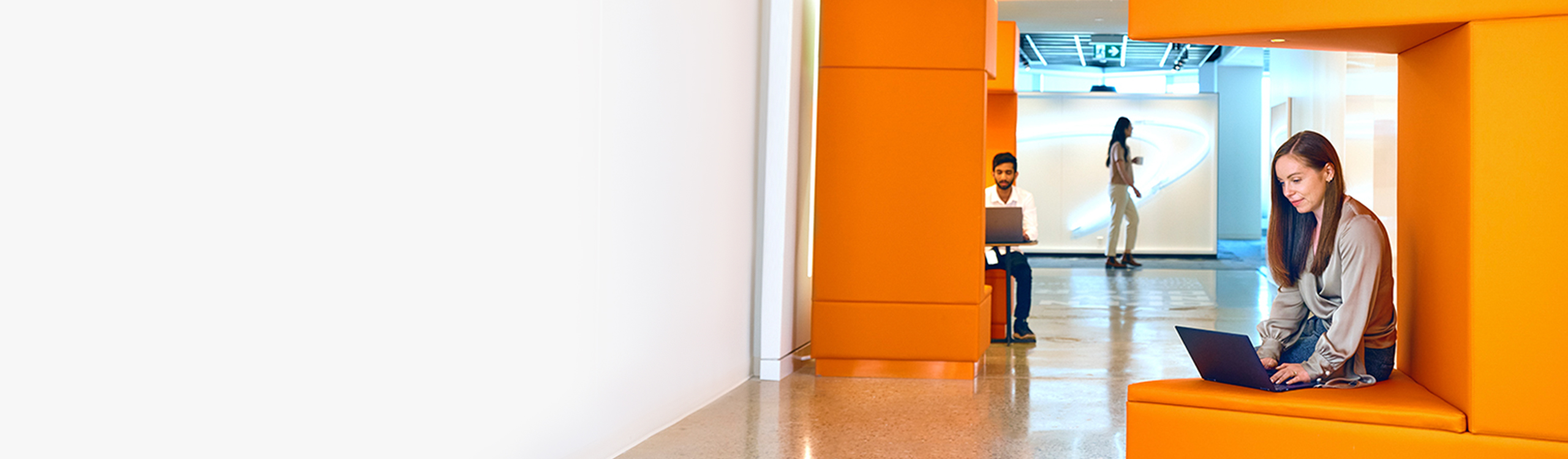 People working in hallway