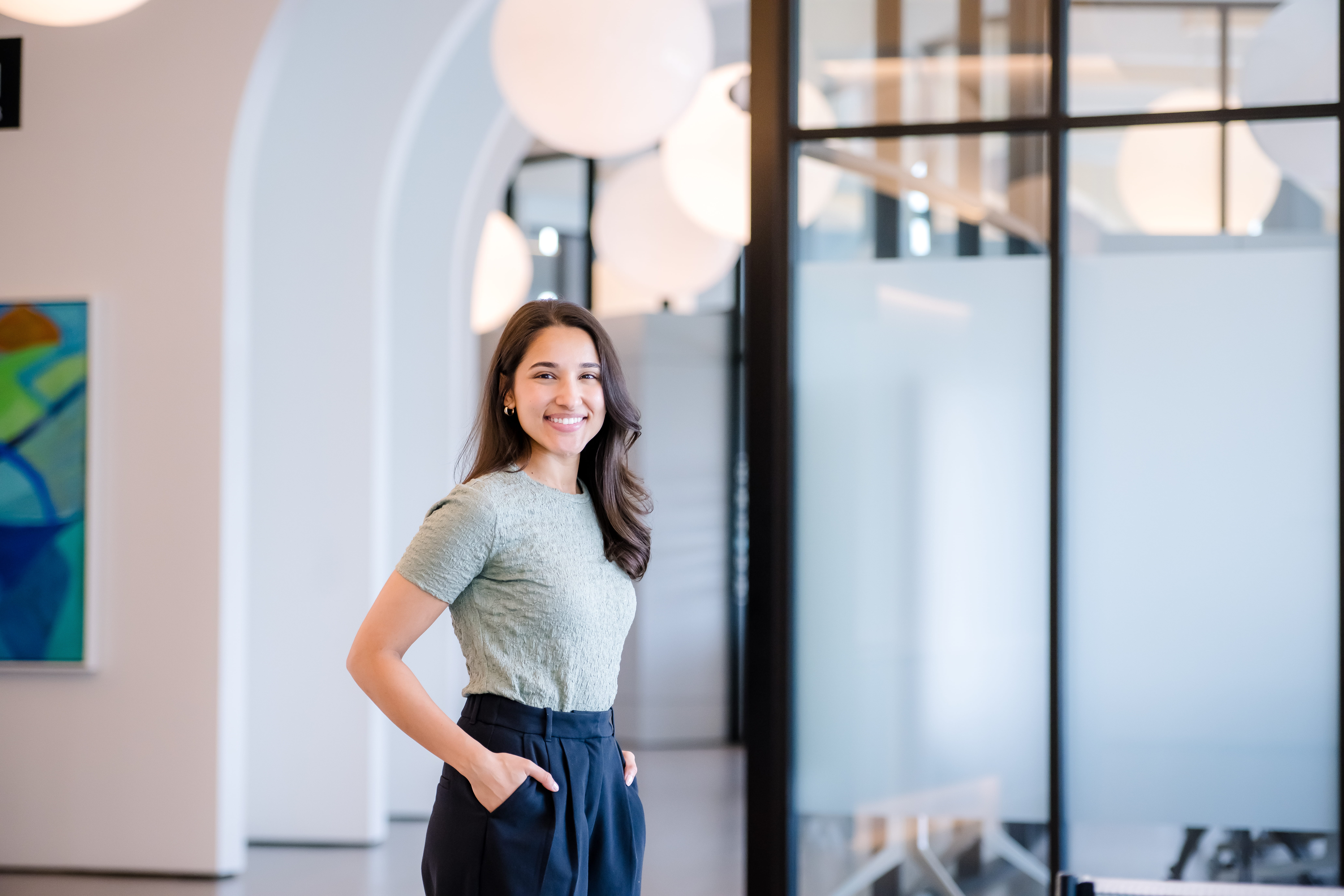 associate standing in office
