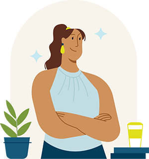 Illustration of woman writing at a desk