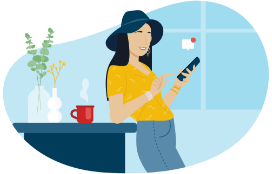 Illustration of woman chatting on a mobile device