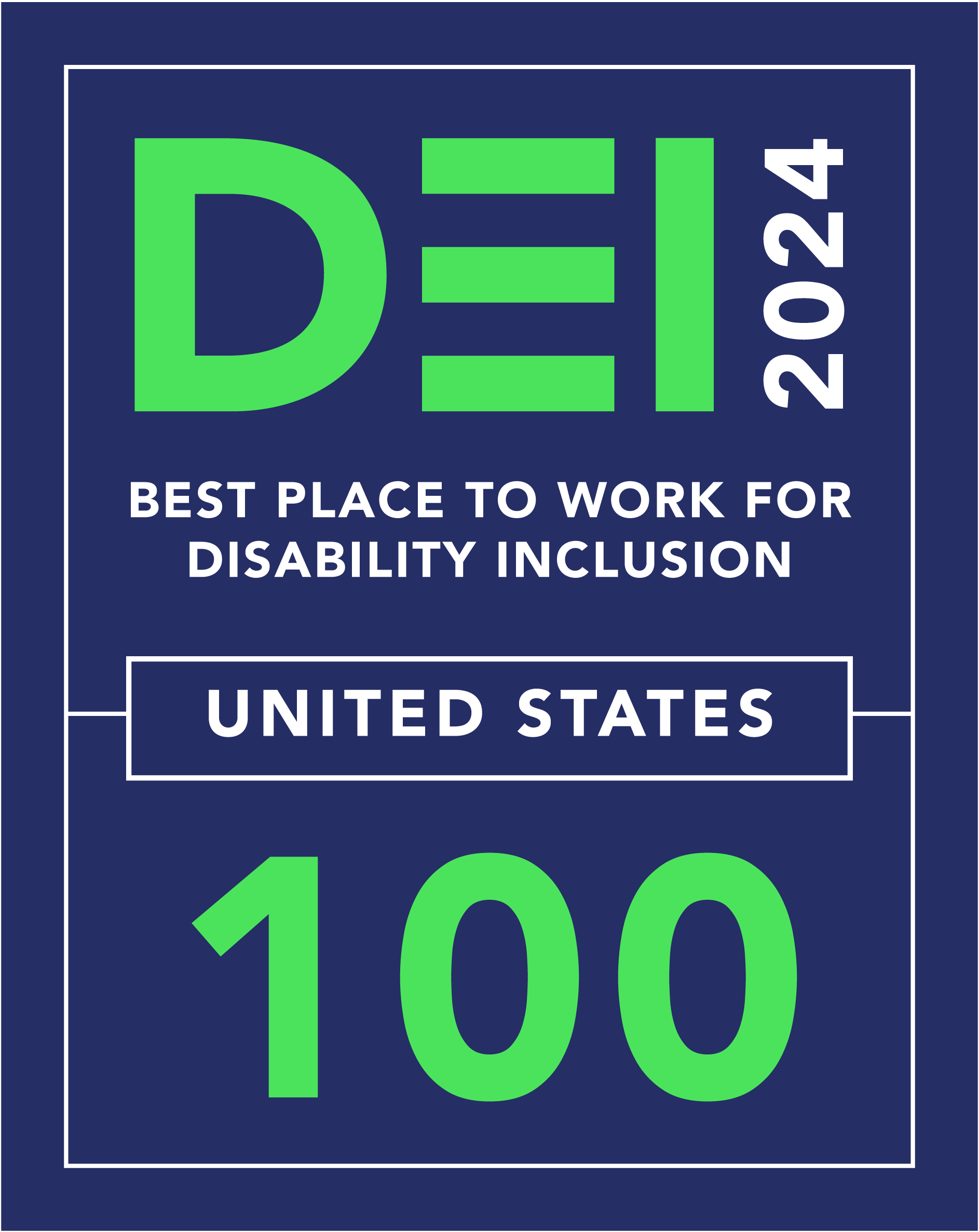 2024 Disability Equality Index Best Place to Work for Disability Inclusion United States 100 award