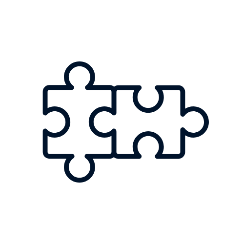 Icon of two puzzle pieces fitting together