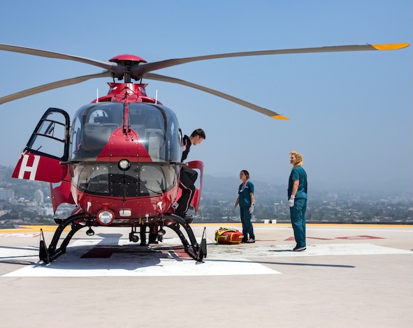 Helipad with two emergency department nurses