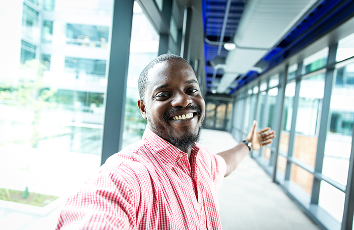 A selfie of a man smiling