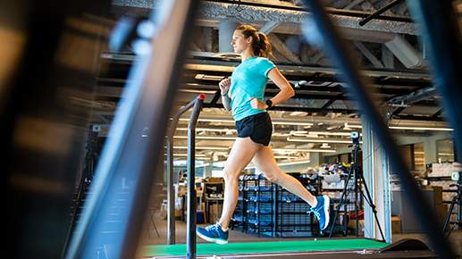 Darby runs on a treadmill