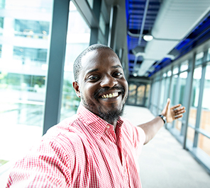 A selfie of a man smiling