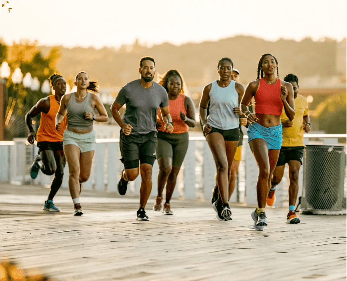Group of people running