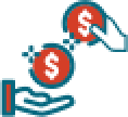 Icon of two hands exchanging coins