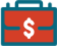 Icon of a suitcase with a dollar sign on front