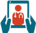 Icon of a phone video chat with a doctor
