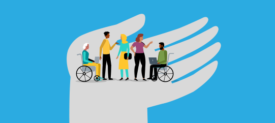 Workplace accessibility accommodations illustration at Charles Schwab