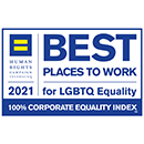 Human Rights Campaign Foundation - Best place to work for LGBTQ equity - 2021. 100% corporate equality index