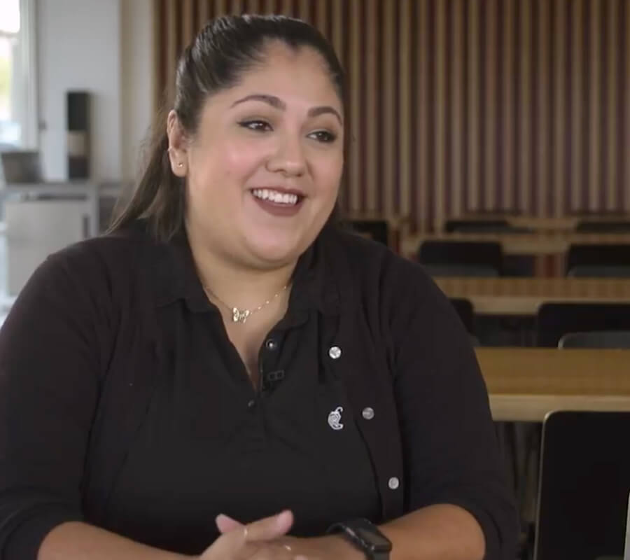 Chipotle Restaurant Manager Tania in a Chipotle restaurant sharing her experience.