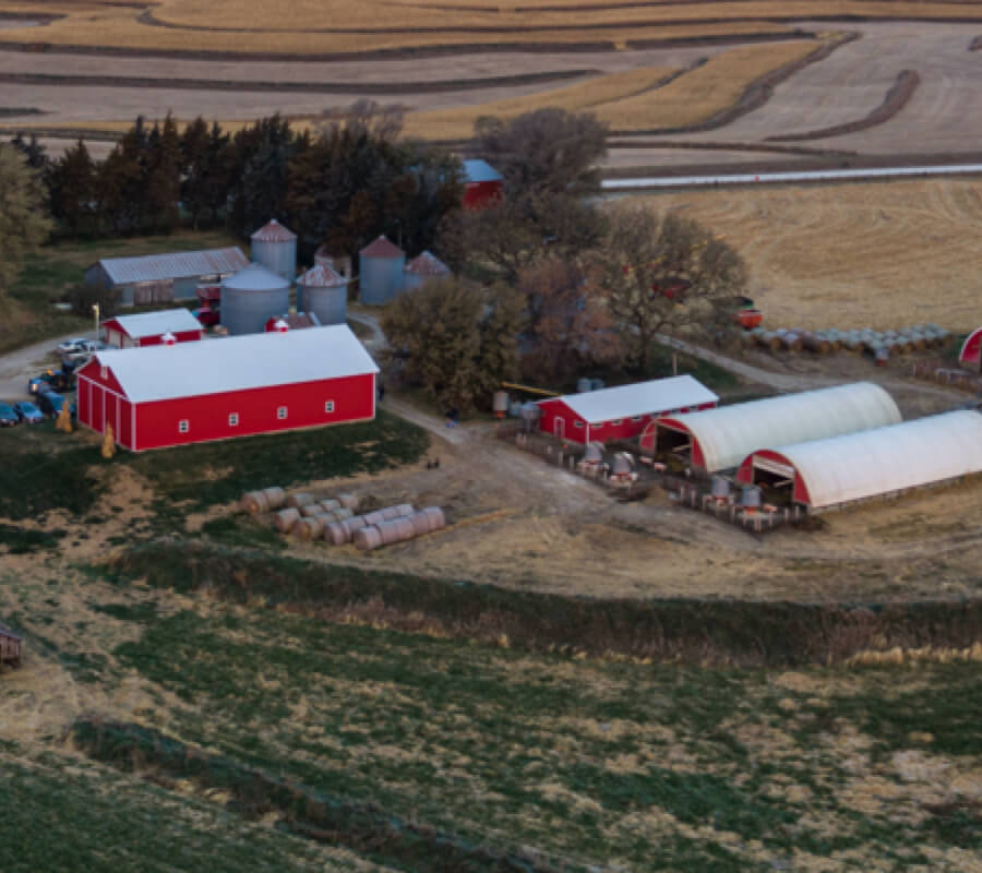 Aerial photo of a farm that supplies Chipotle with fresh ingredients in the restaurant.