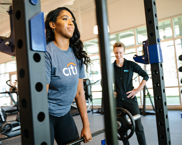 Woman working out at gym