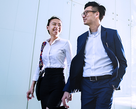 Two people walking