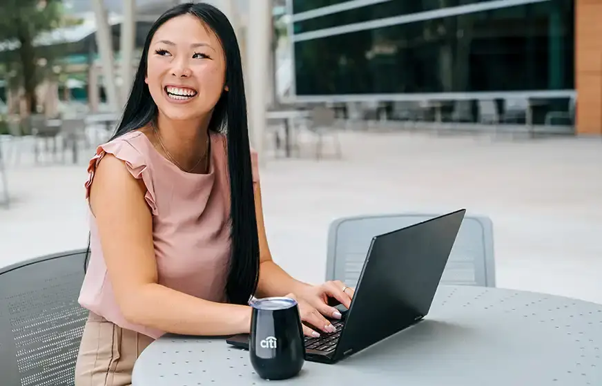 A young woman working on a computer