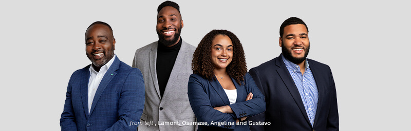 4 black Citizens employees: Lamont, Osamase, Angelina and Gustavo